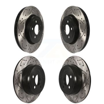 Front Rear Coated Drilled Slotted Disc Brake Rotors Kit For Chrysler 300 Dodge Charger KD-100244