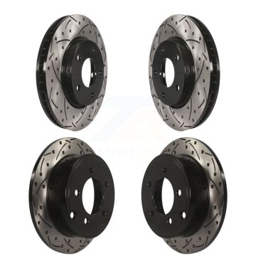 Front Rear Coated Drilled Slotted Disc Brake Rotor Kit For Mitsubishi Lancer Dodge Caliber KD-100247