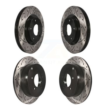Front Rear Coated Drilled Slotted Disc Brake Rotors Kit For Mitsubishi Outlander KD-100250