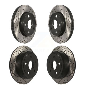 Front Rear Coated Drilled Slotted Disc Brake Rotors Kit For Jeep Wrangler JK KD-100252