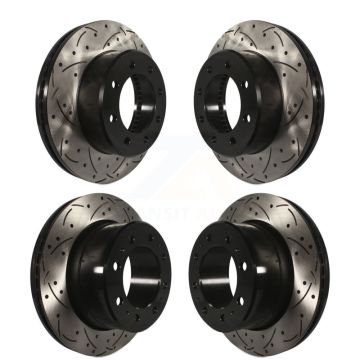 Front Rear Coated Drilled Slotted Disc Brake Rotors Kit For Ram 2500 3500 1500 Dodge KD-100254