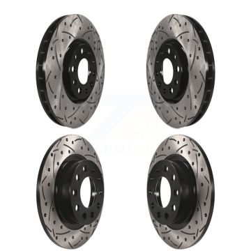 Front Rear Coated Drilled Slotted Disc Brake Rotors Kit For 2013-2016 Dodge Dart KD-100258