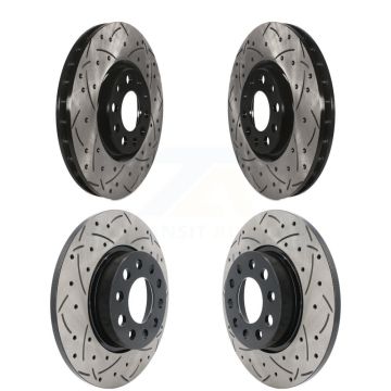 Front Rear Coated Drilled Slotted Disc Brake Rotor Kit For Jeep Compass Renegade Fiat 500X KD-100260