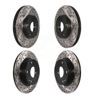 Front Rear Coated Drilled Slotted Disc Brake Rotors Kit For Honda Civic Acura CSX ILX KD-100265