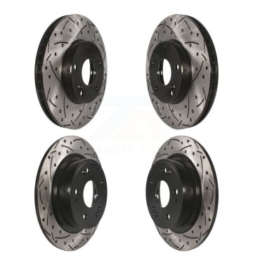 Front Rear Coated Drilled Slotted Disc Brake Rotors Kit For Honda Accord KD-100266