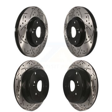 Front Rear Coated Drilled Slotted Disc Brake Rotors Kit For 2005-2006 Honda CR-V KD-100271