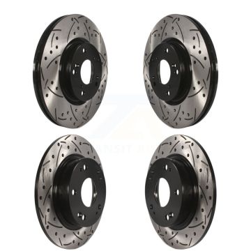 Front Rear Coated Drilled Slotted Disc Brake Rotors Kit For Honda Civic Acura CSX ILX KD-100272