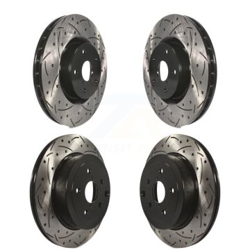 Front Rear Coated Drilled Slotted Disc Brake Rotors Kit For Subaru Impreza WRX STI KD-100273