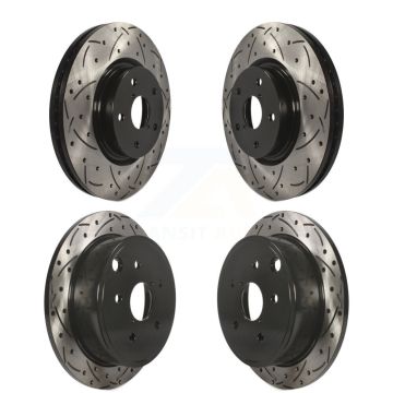 Front Rear Coated Drilled Slotted Disc Brake Rotors Kit For Subaru WRX KD-100277