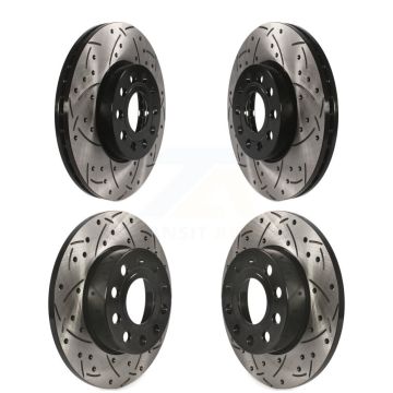 Front Rear Coated Drilled Slotted Disc Brake Rotors Kit For 2006-2009 Volkswagen Rabbit KD-100283