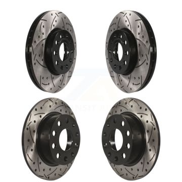 Front Rear Drilled Slot Disc Brake Rotors Kit For Volkswagen Jetta Beetle Golf SportWagen KD-100285