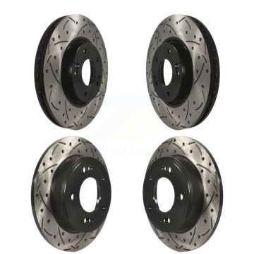 Front Rear Coat Drill Slot Disc Brake Rotor Kit For Kia Forte Hyundai Veloster Forte5 Koup KD-100286