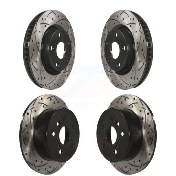 Front Rear Coated Drilled Slotted Disc Brake Rotor Kit For Toyota Camry Lexus ES350 Avalon KD-100287