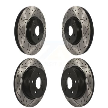 Front Rear Coated Drilled Slotted Disc Brake Rotors Kit For Ford Escape Transit Connect KD-100295