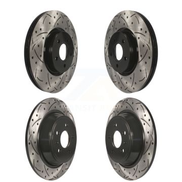 Front Rear Coated Drilled Slotted Disc Brake Rotors Kit For Ford Escape Lincoln MKC KD-100296