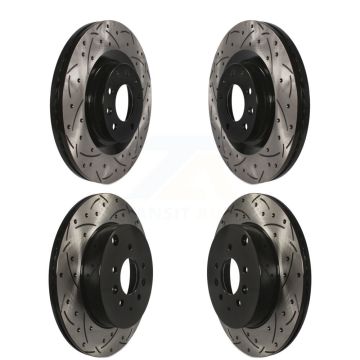 Front Rear Coated Drilled Slotted Disc Brake Rotors Kit For 2007-2015 Mazda CX-9 KD-100298
