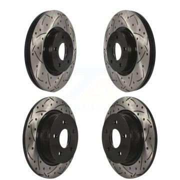 Front Rear Coated Drilled Slotted Disc Brake Rotors Kit For Ford Escape C-Max KD-100302
