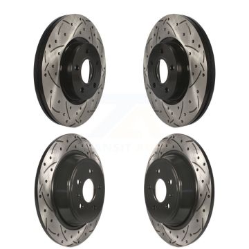 Front Rear Coated Drilled Slotted Disc Brake Rotors Kit For Ford Escape KD-100303