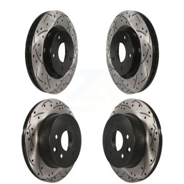 Front Rear Coated Drilled Slotted Disc Brake Rotors Kit For Nissan Rogue Select KD-100309