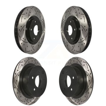 Front Rear Coated Drill Slot Disc Brake Rotors Kit For 2007-2012 Nissan Sentra SE-R Spec V KD-100310