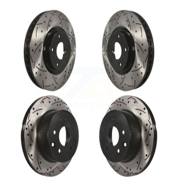 Front Rear Coated Drilled Slotted Disc Brake Rotors Kit For 2014-2017 Nissan Juke Nismo RS KD-100311