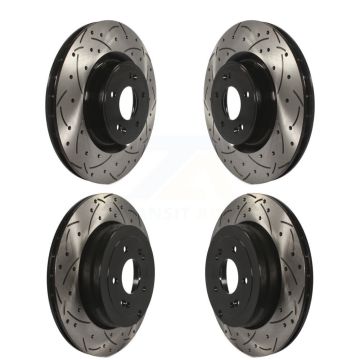 Front Rear Coated Drilled Slotted Disc Brake Rotors Kit For Hyundai Genesis Coupe KD-100321