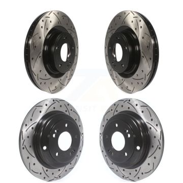Front Rear Coated Drilled Slotted Disc Brake Rotors Kit For Hyundai Genesis Coupe KD-100322