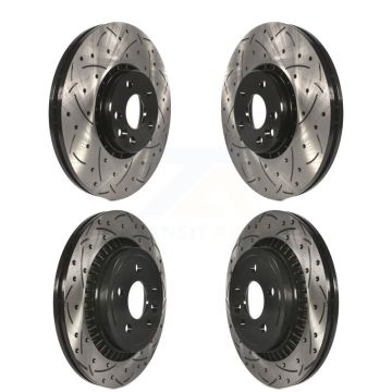 Front Rear Coated Drilled Slotted Disc Brake Rotors Kit For Volvo XC60 KD-100323