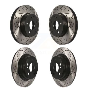 Front Rear Coated Drilled Slotted Disc Brake Rotors Kit For Mercedes-Benz C250 C230 KD-100325