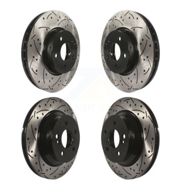 Front Rear Coated Drilled Slotted Disc Brake Rotors Kit For Mercedes-Benz E350 E400 KD-100327