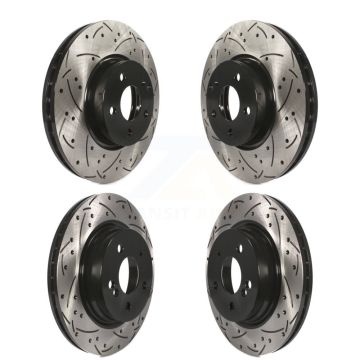 Front Rear Coated Drilled Slotted Disc Brake Rotors Kit For Mercedes-Benz C300 C350 E350 KD-100328