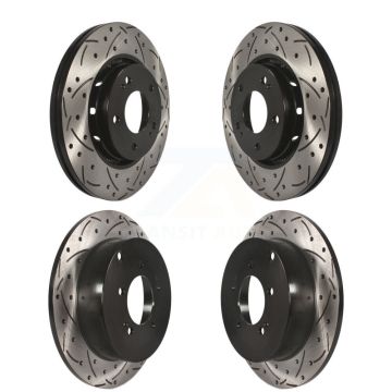 Front Rear Coated Drilled Slotted Disc Brake Rotors Kit For Mitsubishi Lancer KD-100333