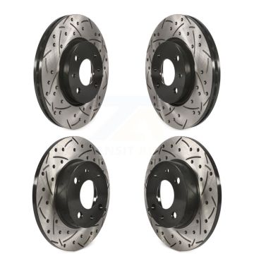 Front Rear Coated Drilled Slotted Disc Brake Rotors Kit For Fiat 500 KD-100335
