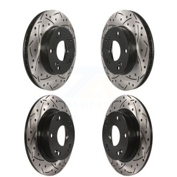Front Rear Coated Drilled Slotted Disc Brake Rotors Kit For Honda Civic Acura ILX KD-100336