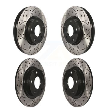 Front Rear Coated Drilled Slotted Disc Brake Rotors Kit For 2014-2018 Mazda 6 KD-100339
