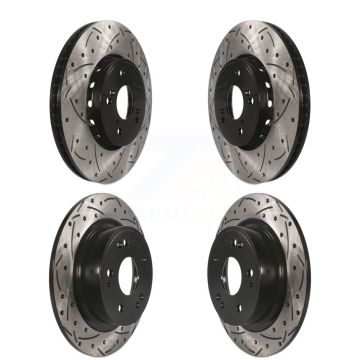 Front Rear Coated Drilled Slotted Disc Brake Rotors Kit For 2016 Acura ILX KD-100341