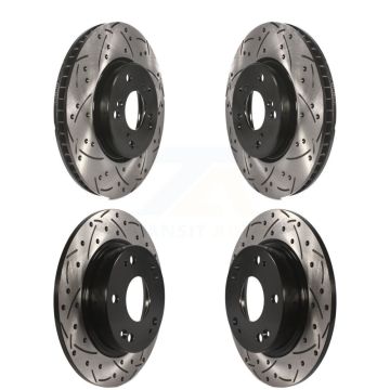 Front Rear Drill Slot Brake Rotor Kit For 15 Honda Civic EX with Coupe Manual transmission KD-100342
