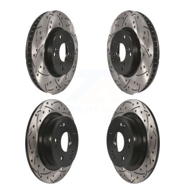 Front Rear Coated Drilled Slotted Disc Brake Rotors Kit For Honda Accord KD-100343