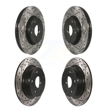 Front Rear Coated Drilled Slotted Disc Brake Rotors Kit For Honda HR-V Accord KD-100344