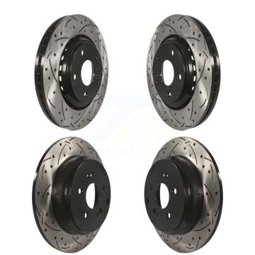 Front Rear Coated Drilled Slotted Disc Brake Rotors Kit For 2015-2017 Honda Odyssey KD-100345