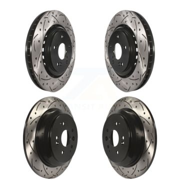 Front Rear Coated Drilled Slotted Disc Brake Rotors Kit For 2014-2016 Acura MDX KD-100348