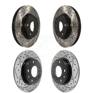 Front Rear Coated Drilled Slotted Disc Brake Rotors Kit For Mazda 3 CX-3 Sport KD-100350