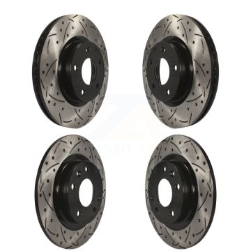 Front Rear Coated Drilled Slotted Disc Brake Rotors Kit For 2016-2018 Mazda CX-3 AWD KD-100351