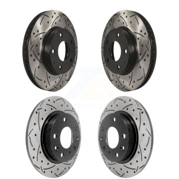 Front Rear Coated Drilled Slotted Disc Brake Rotors Kit For Mazda 3 CX-3 Sport KD-100353