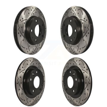 Front Rear Coated Drilled Slotted Disc Brake Rotors Kit For 2016-2018 Mazda CX-3 FWD KD-100354