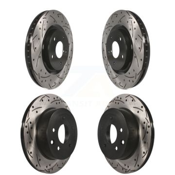 Front Rear Coated Drilled Slotted Disc Brake Rotors Kit For Nissan Rogue KD-100356