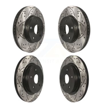Front Rear Coated Drilled Slotted Disc Brake Rotors Kit For 2015-2019 Subaru Legacy 2.5L KD-100358
