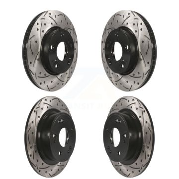 Front Rear Coated Drilled Slotted Disc Brake Rotors Kit For 2017 Honda Accord LX-S KD-100359