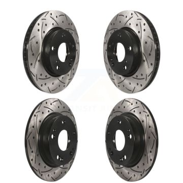 Front Rear Coated Drilled Slotted Disc Brake Rotors Kit For Honda Civic Insight KD-100360