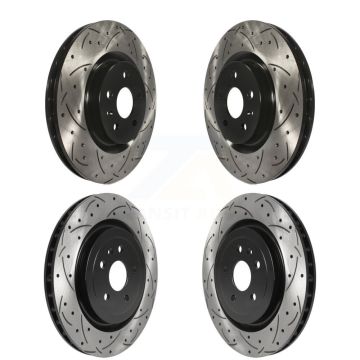 Front Rear Coated Drilled Slotted Disc Brake Rotors Kit For 2010-2015 Chevrolet Camaro SS KD-100364